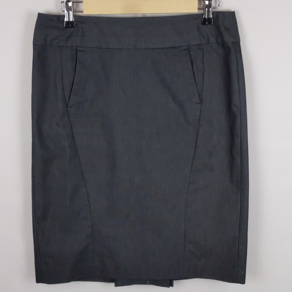 LOFT Back Pleated Pencil Skirt In Charcoal - Picture 2 of 8